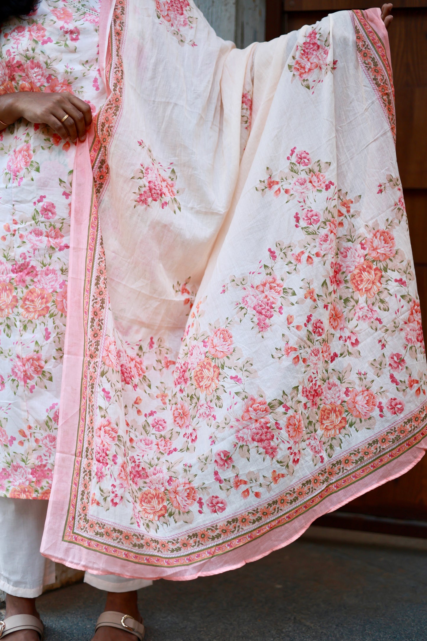 Aditi - Peach Floral Kurta Set