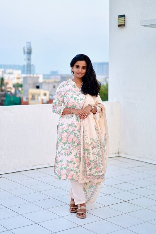 Sita  - Green Floral Kurta Set