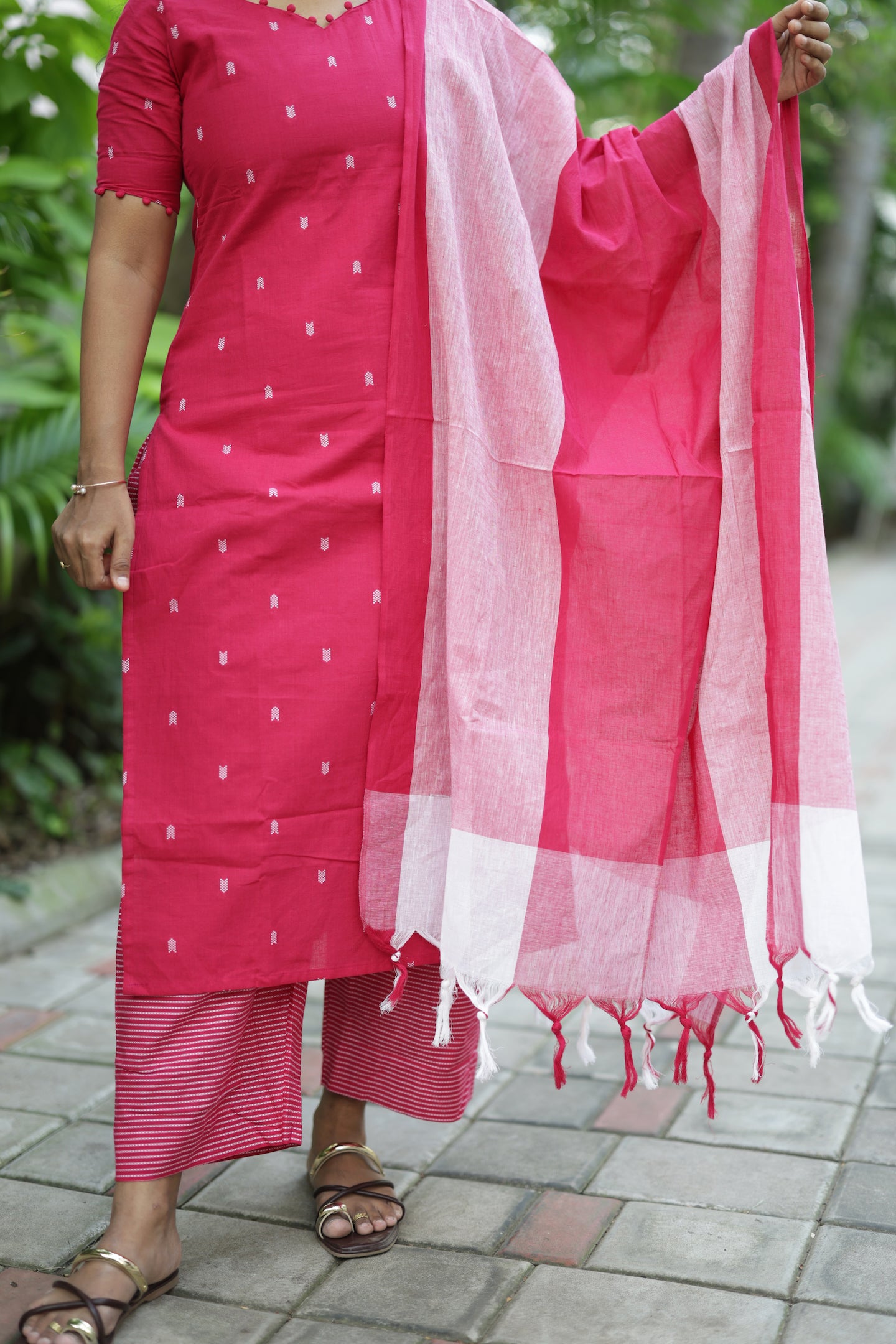 Anjali - Pink 3pcs Handloom Cotton Salwar Set