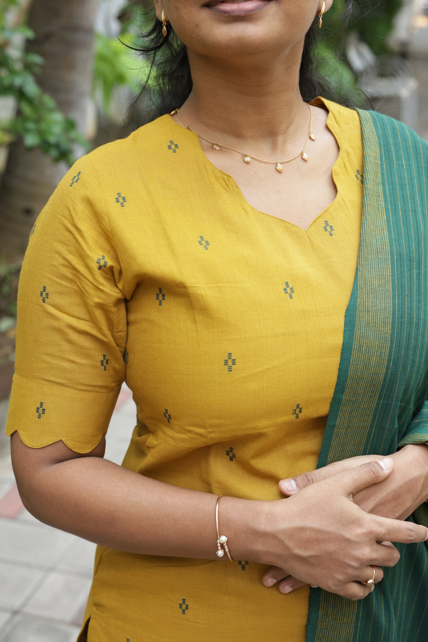 Swarna - Mustard 3pcs Handloom Cotton Salwar Set