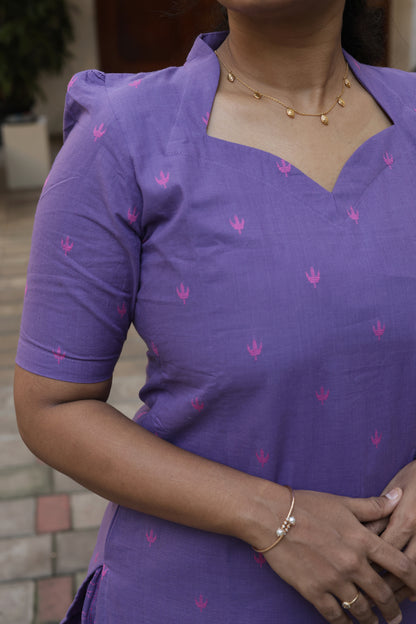 Vidhya - Purple 2pcs Handloom Cotton Salwar Set