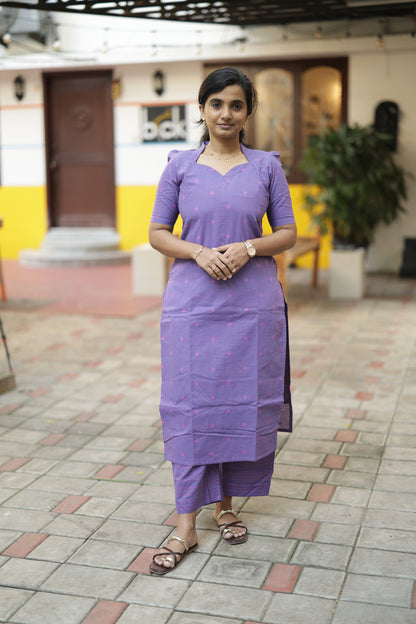 Vidhya - Purple 2pcs Handloom Cotton Salwar Set