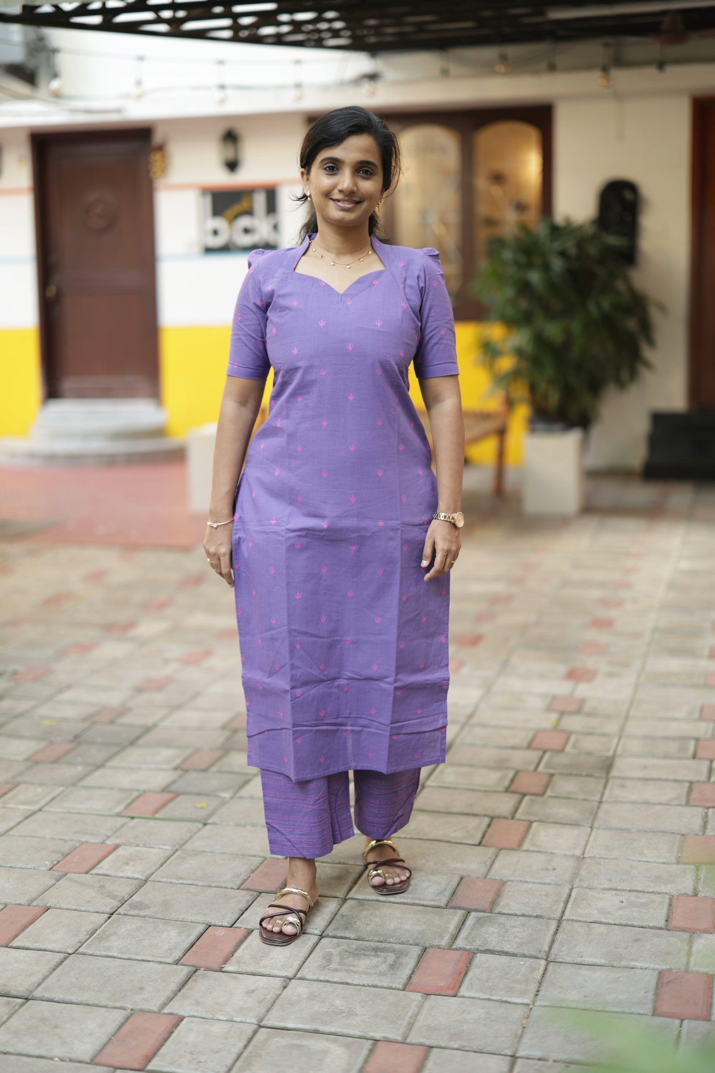 Vidhya - Purple 2pcs Handloom Cotton Salwar Set