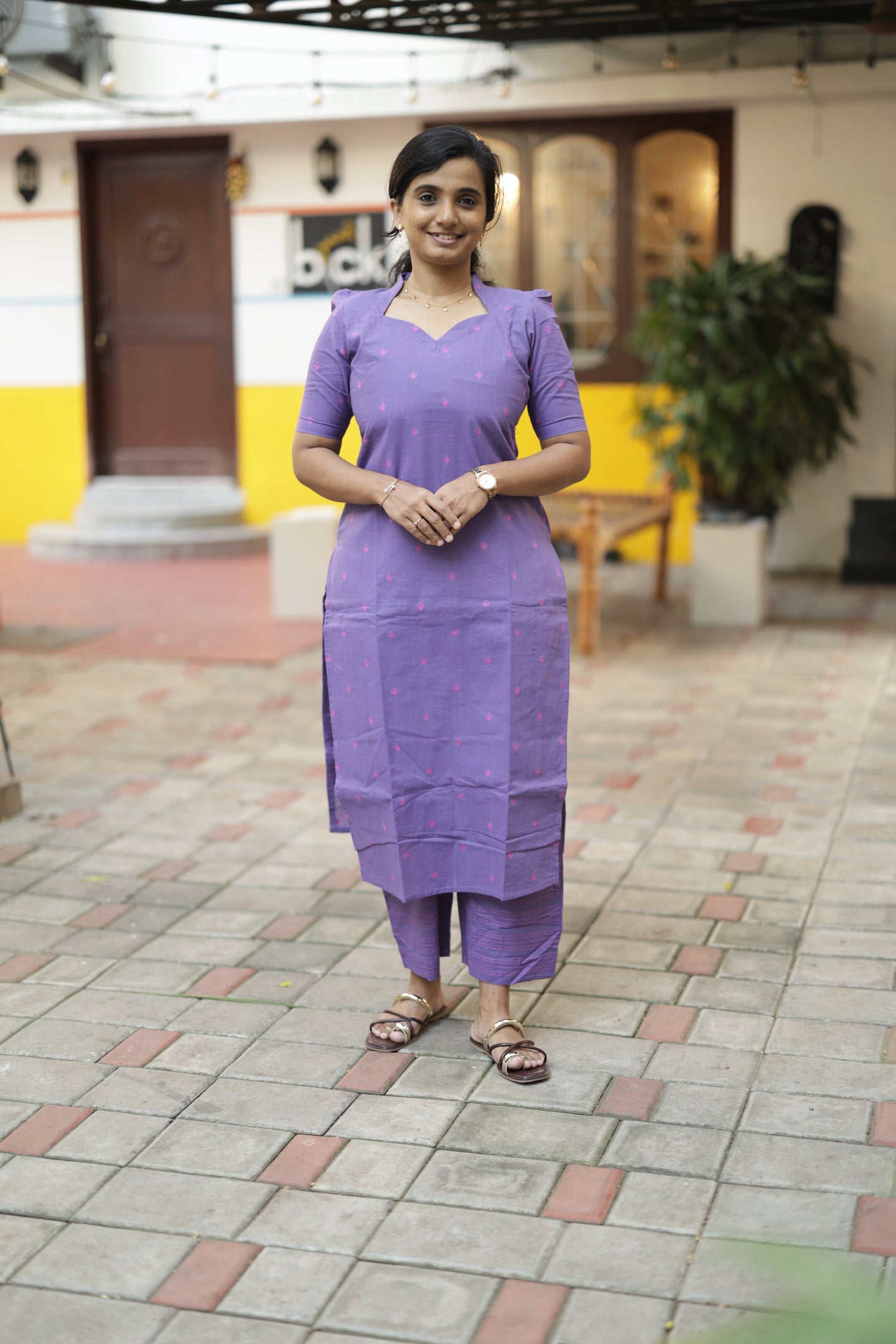 Vidhya - Purple 2pcs Handloom Cotton Salwar Set