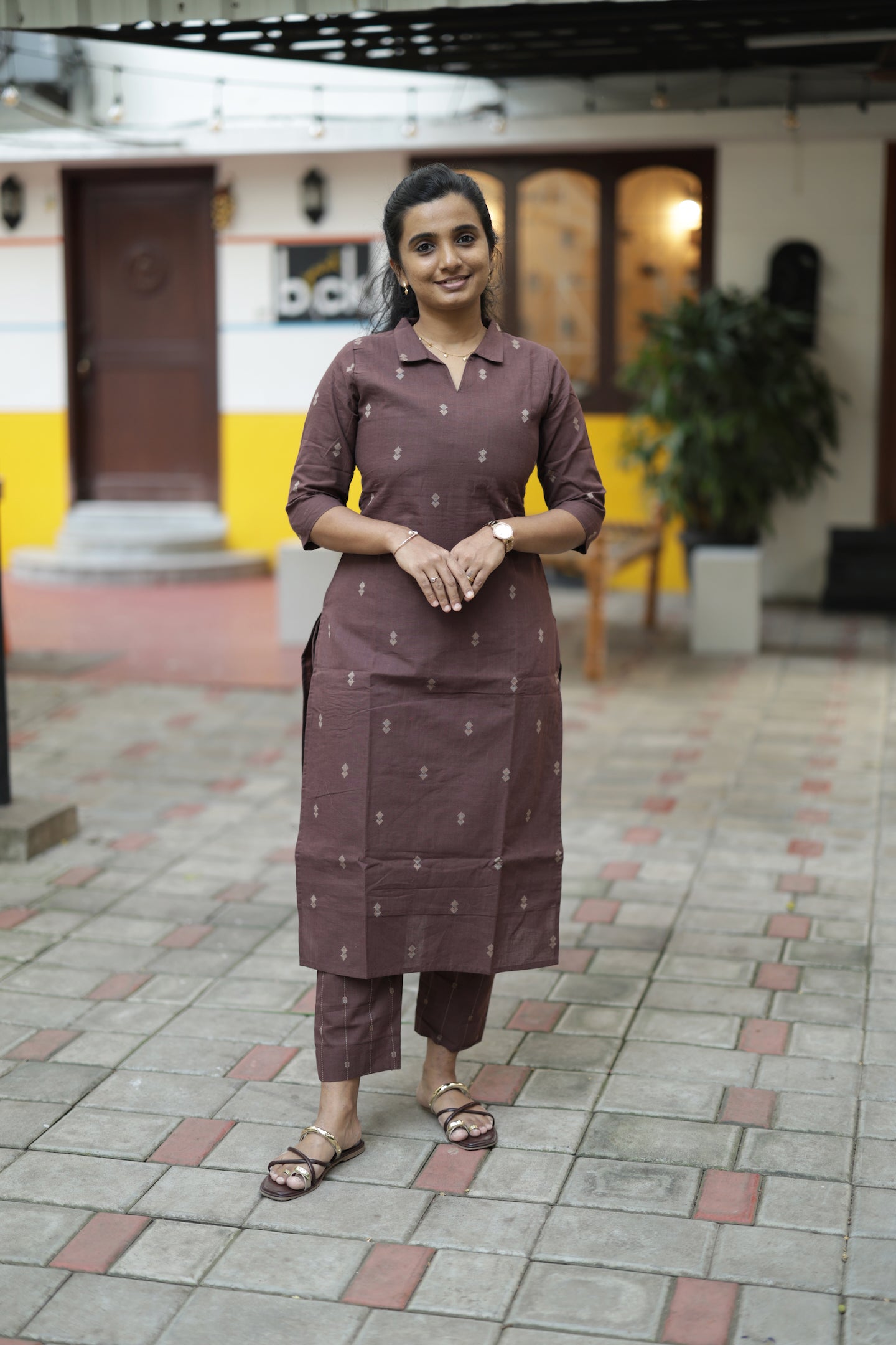 Vidhya - Brown 2pcs Handloom Cotton Salwar Set