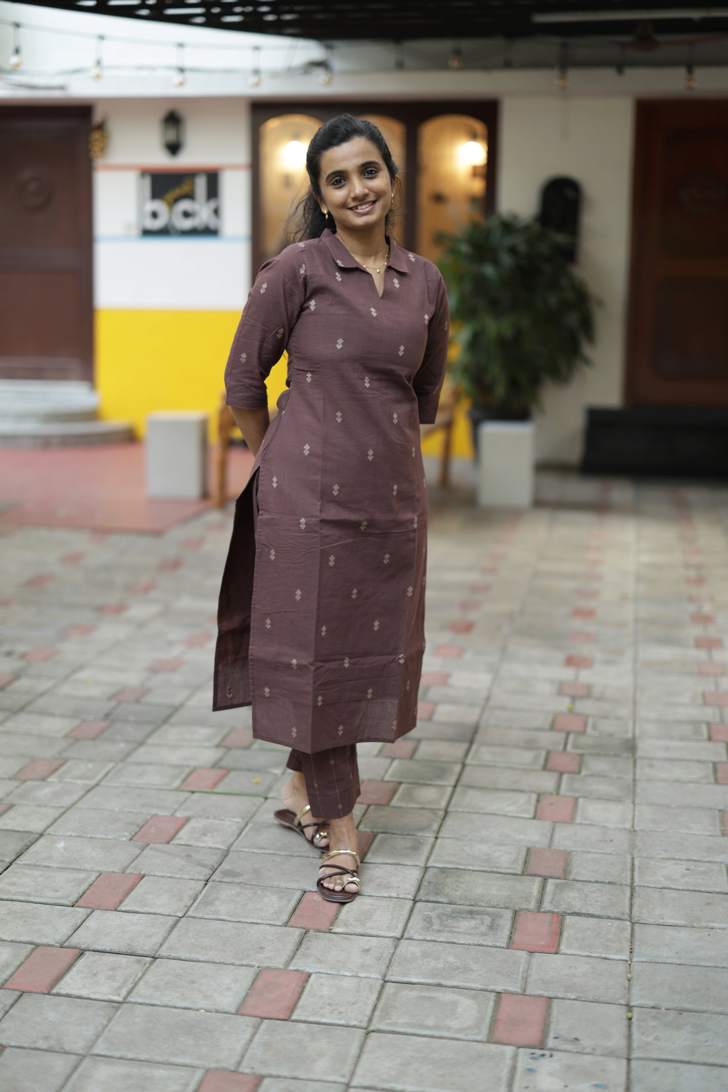 Vidhya - Brown 2pcs Handloom Cotton Salwar Set