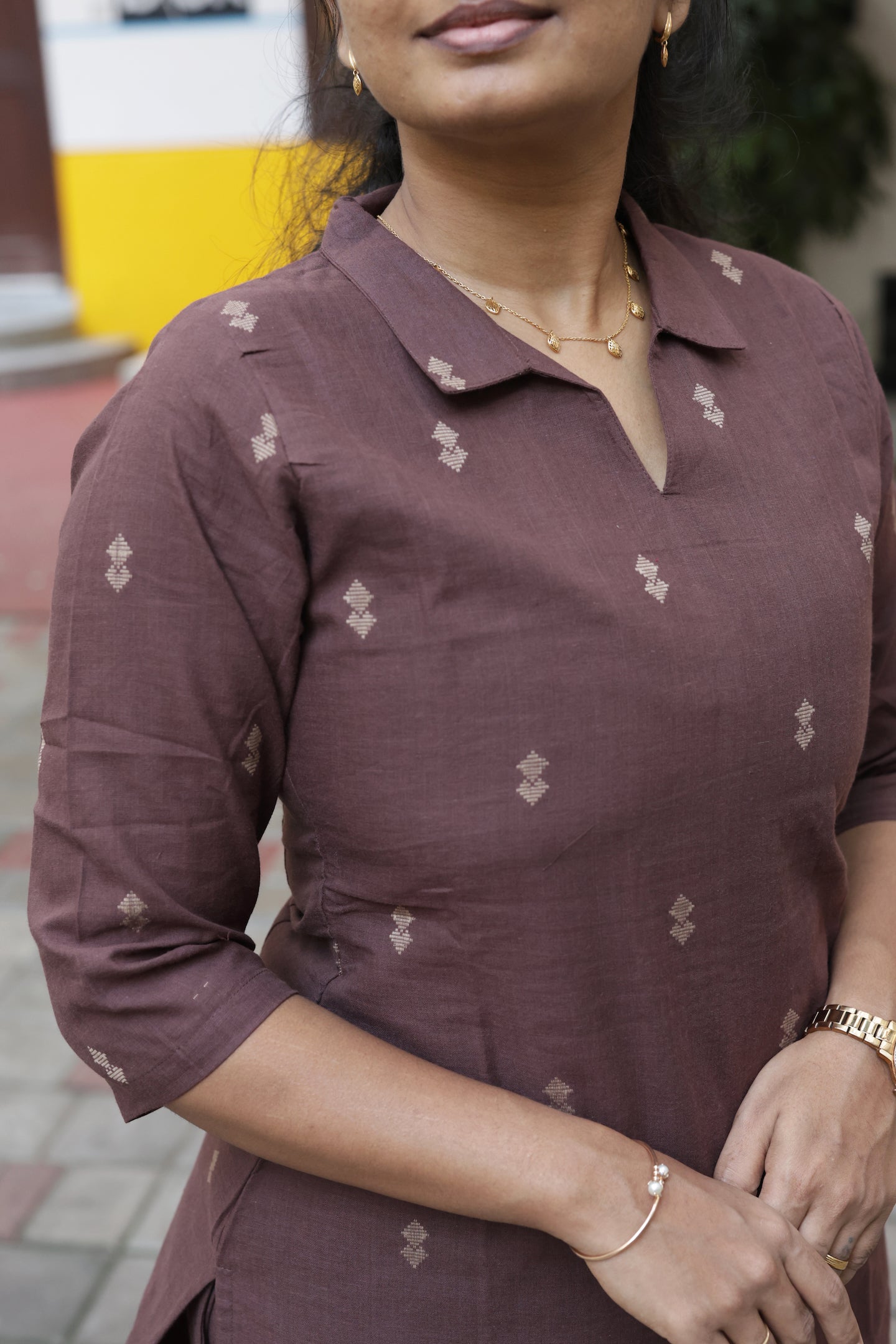 Vidhya - Brown 2pcs Handloom Cotton Salwar Set