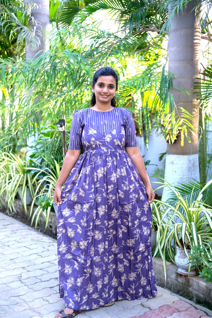 Yamini - Purple High Neck Maxi Nighty