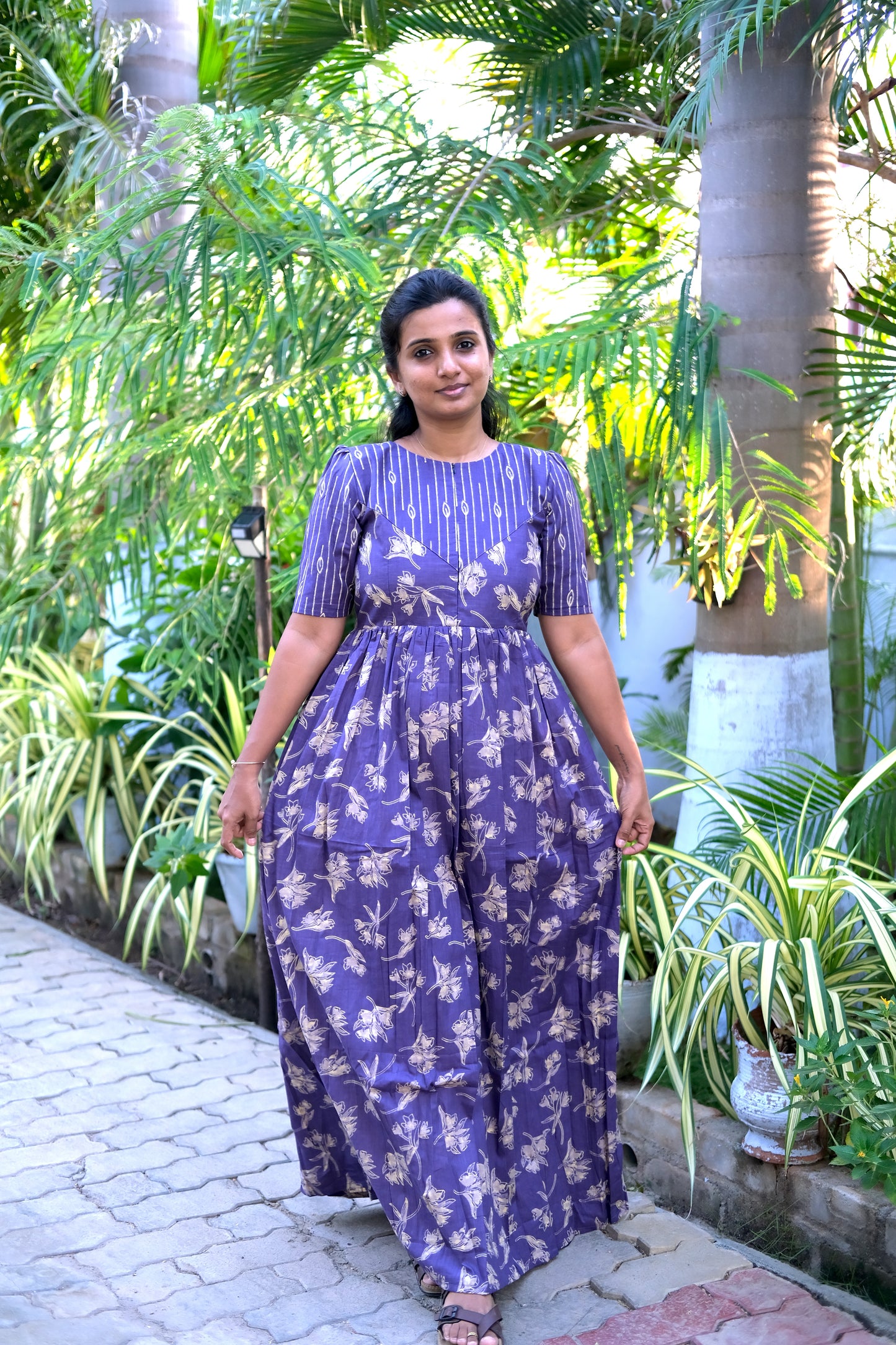 Yamini - Purple High Neck Maxi Nighty
