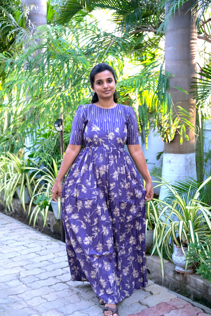 Yamini - Purple High Neck Maxi Nighty