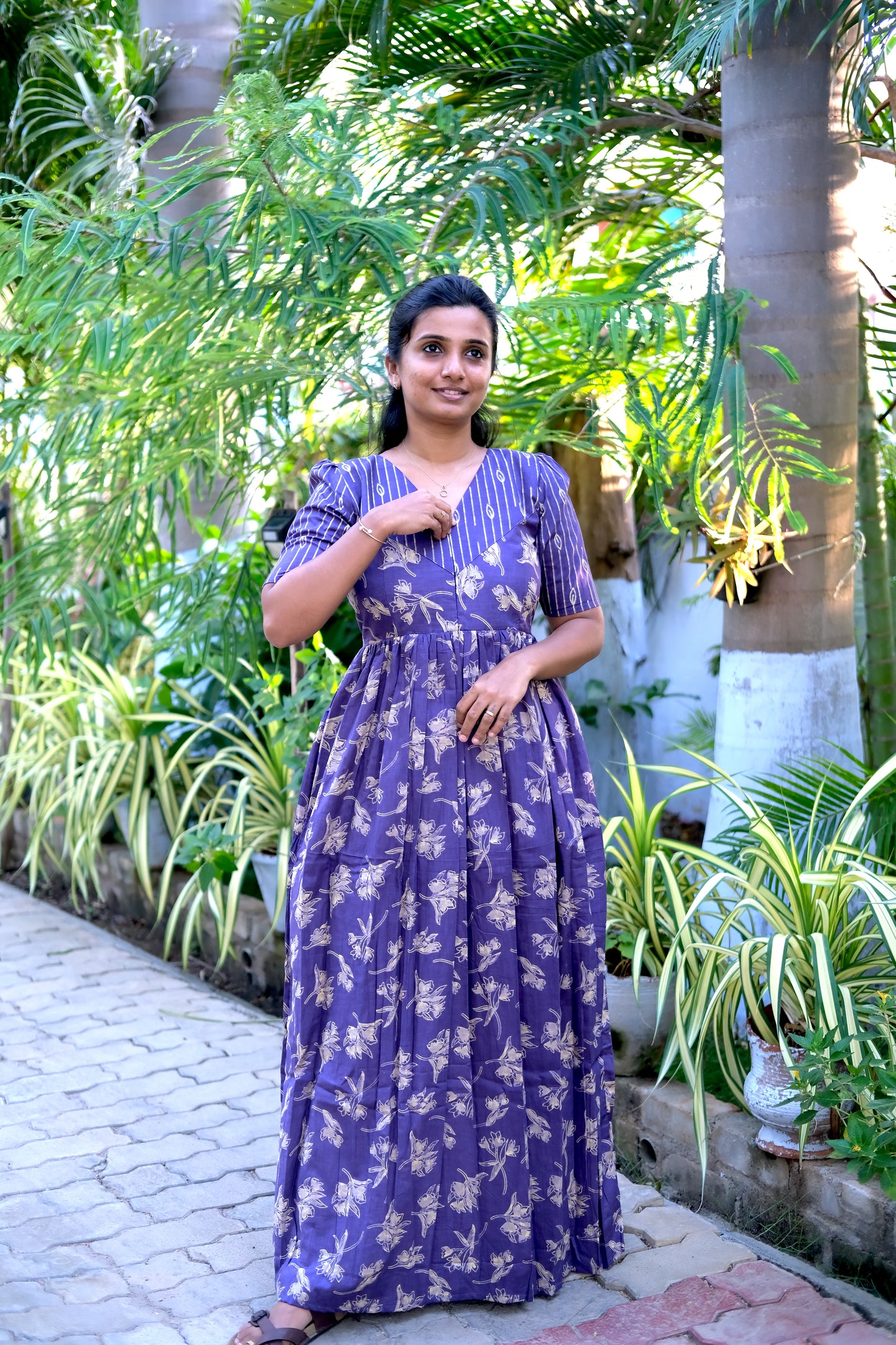 Yamini - Purple High Neck Maxi Nighty