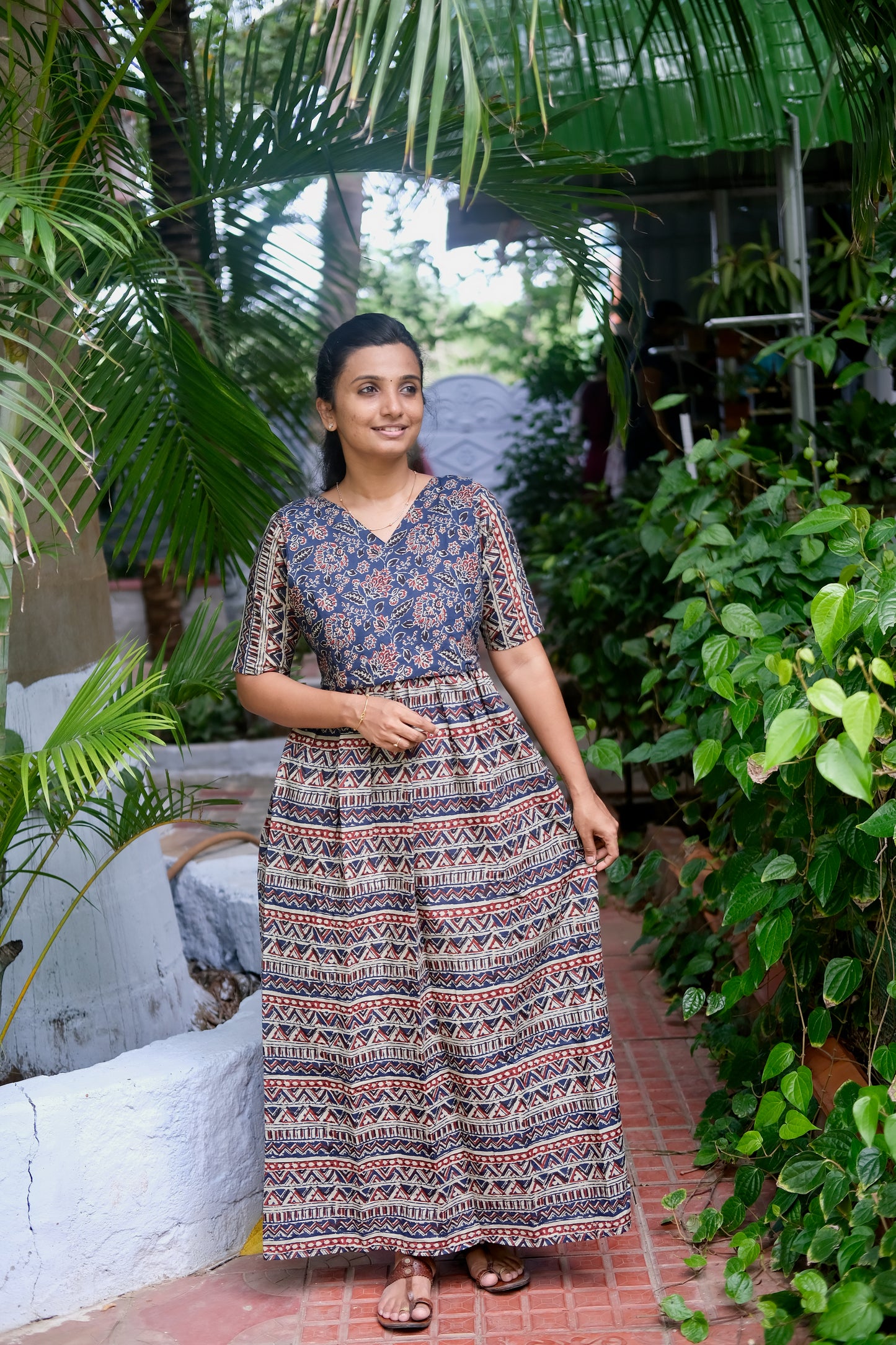 Kuyili - Indio Blue Tie Up Cover Maxi Nighty