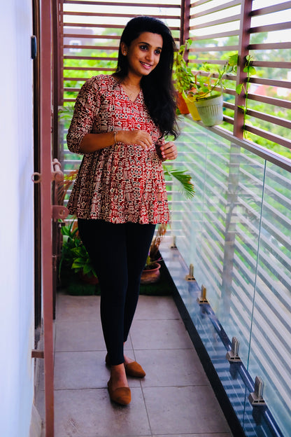 Isha - Maroon Peplum Top