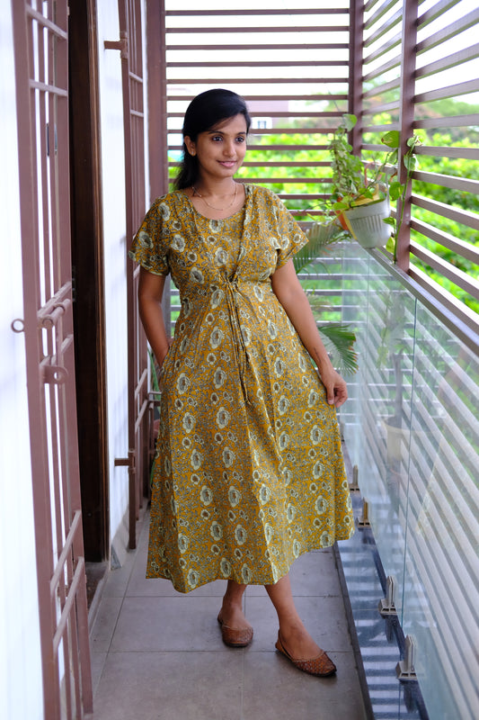 Tanvi - Mustard Tie Nighty