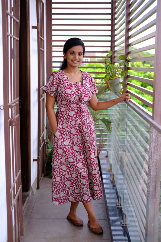 Tanvi - Maroon Tie Nighty