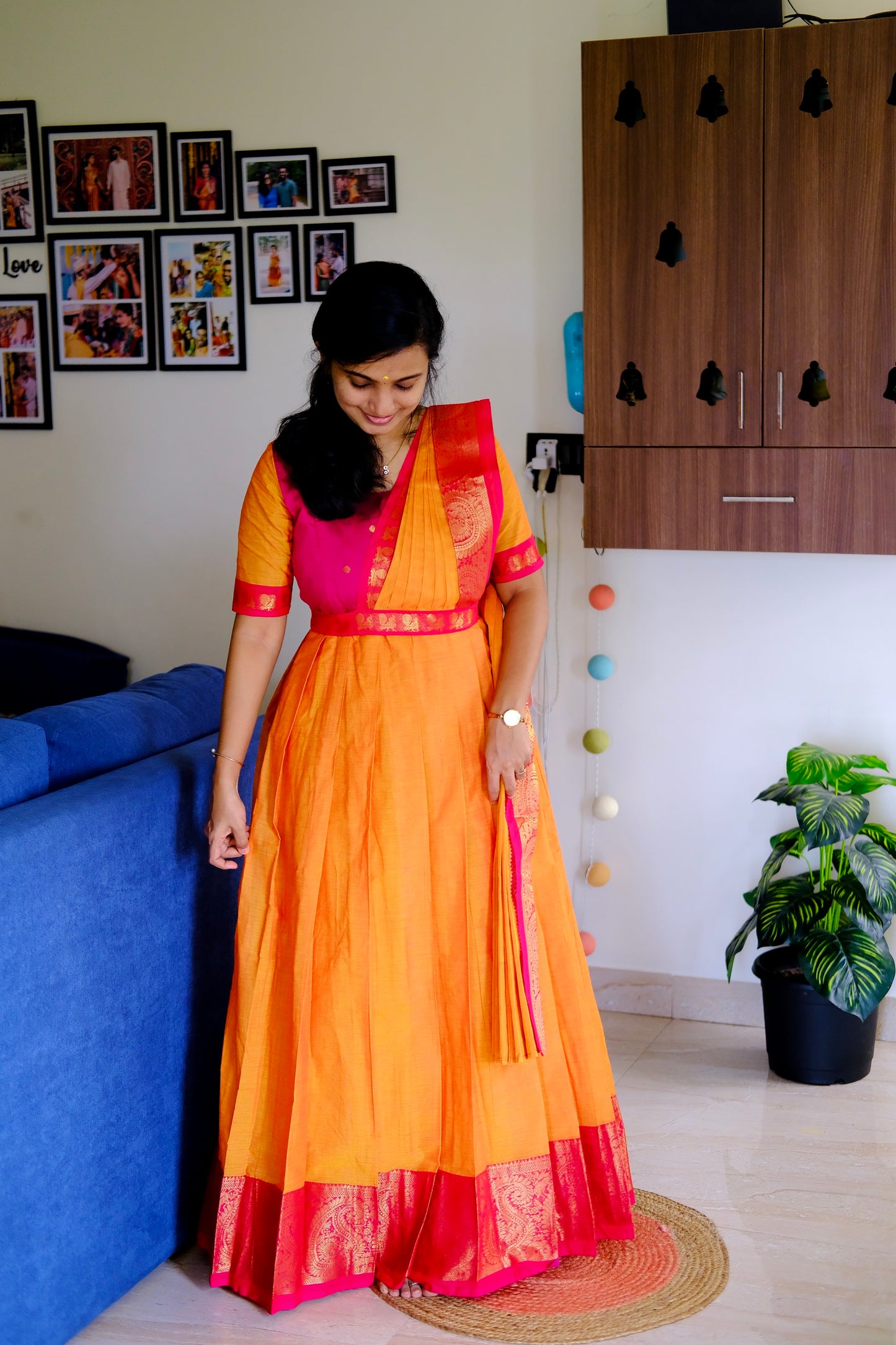 Durga - Yellow Maxi with Pleated Dupatta