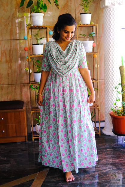 Kaveri - Pastel Green Maxi Nighty