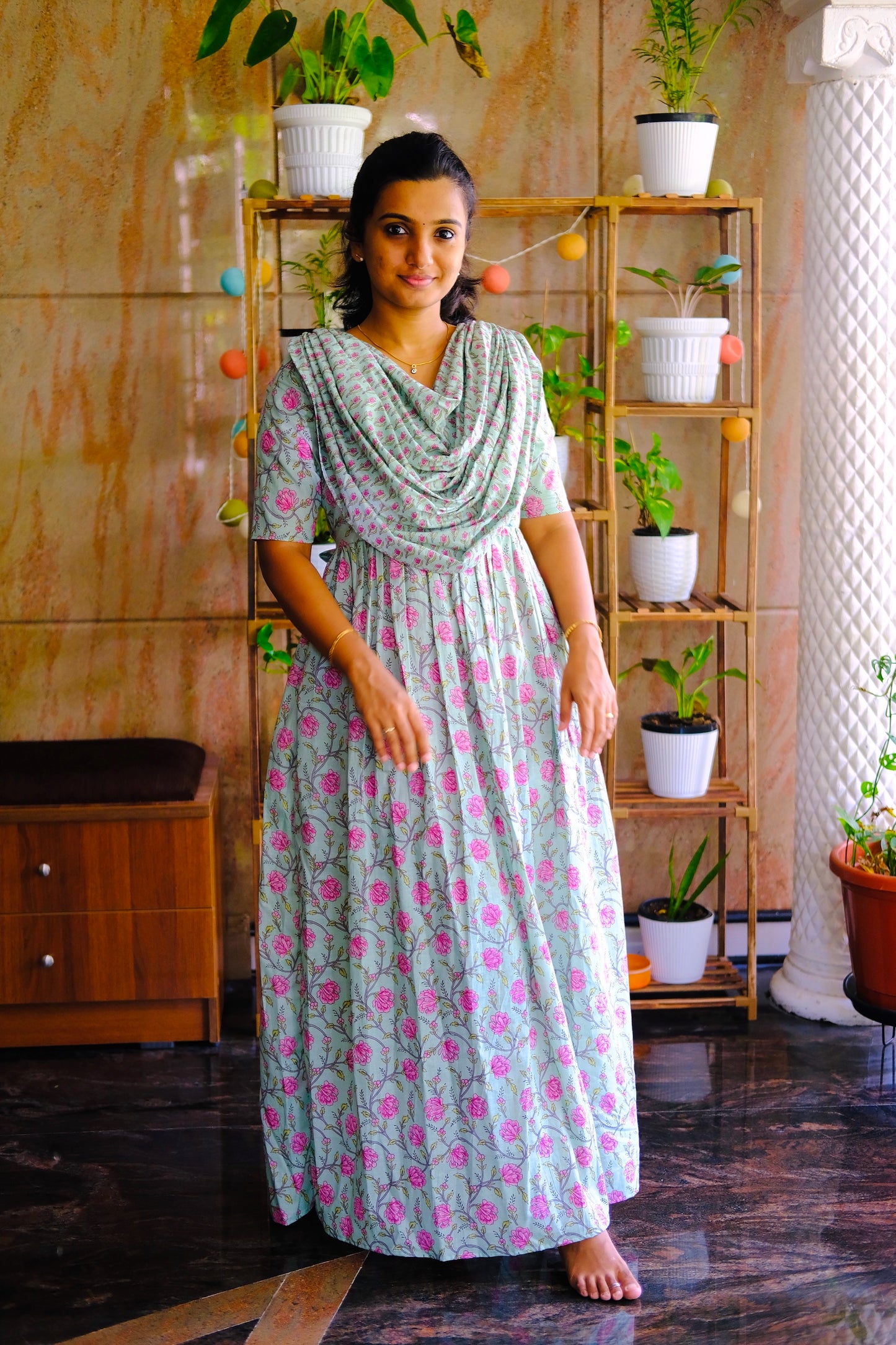 Kaveri - Pastel Green Maxi Nighty