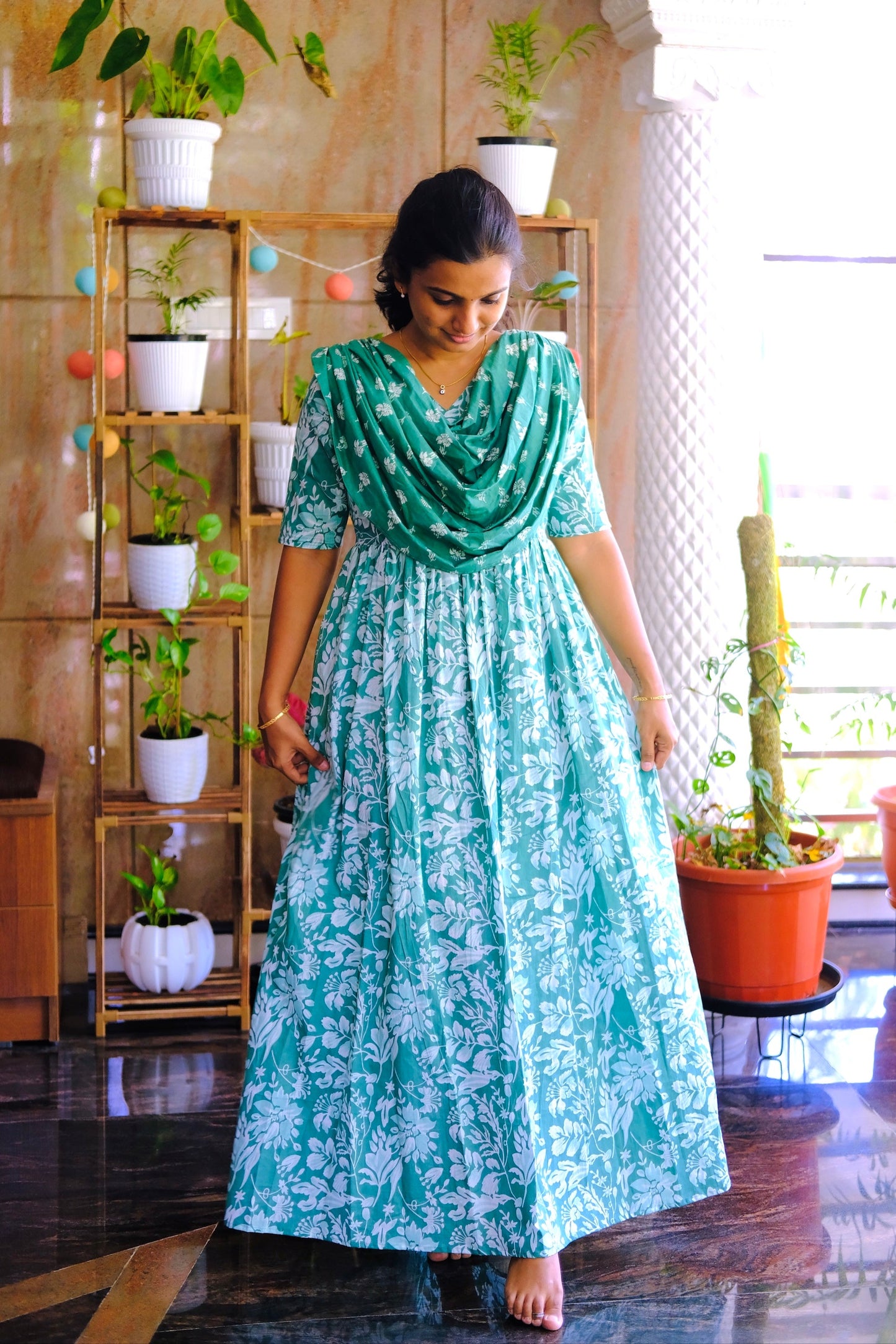 Kaveri - Teal Green Maxi Nighty
