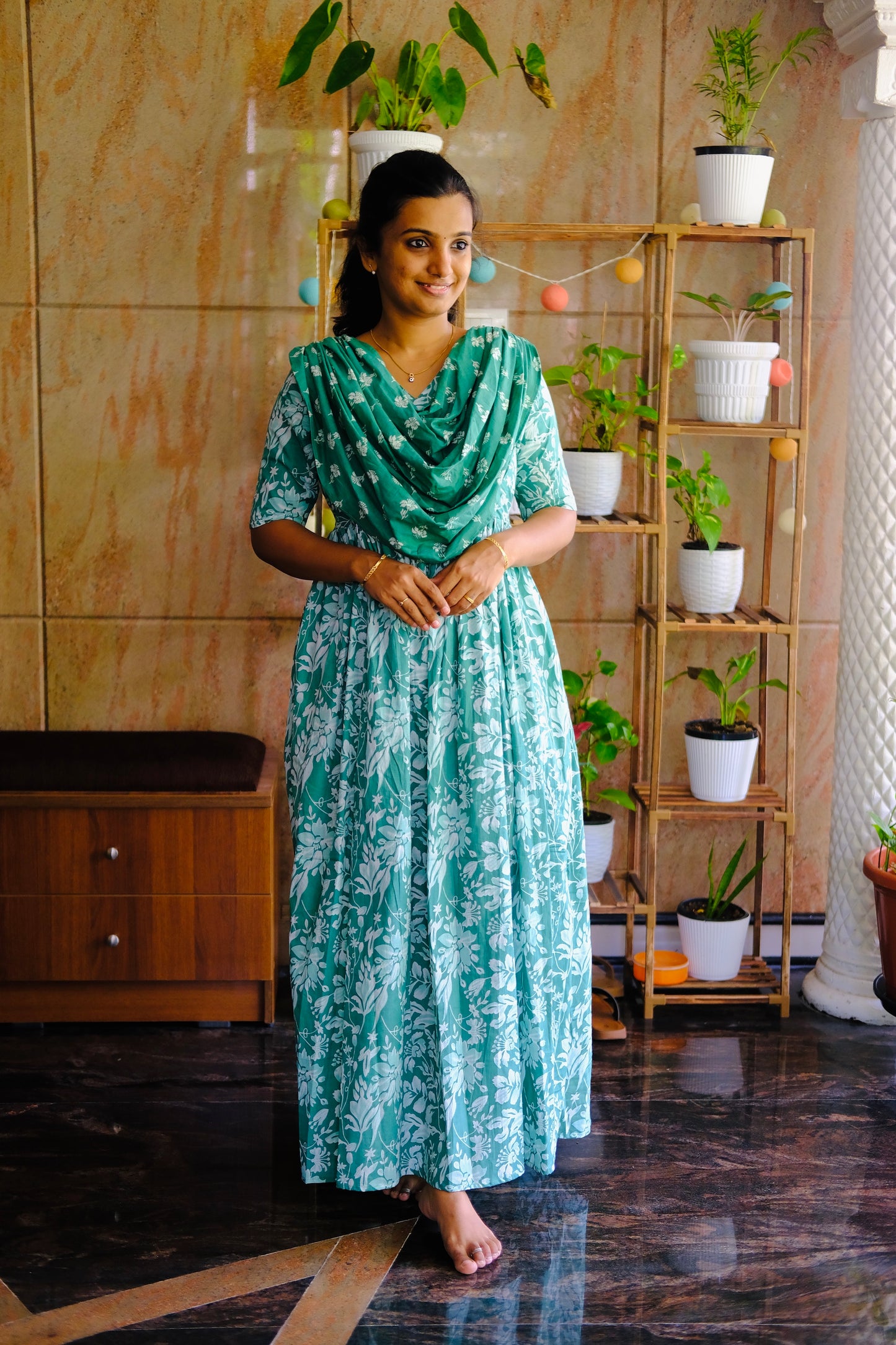 Kaveri - Teal Green Maxi Nighty