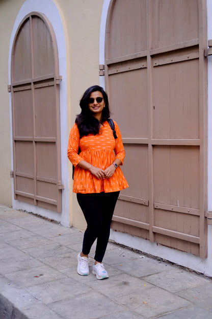 Isha -  Orange Peplum Top