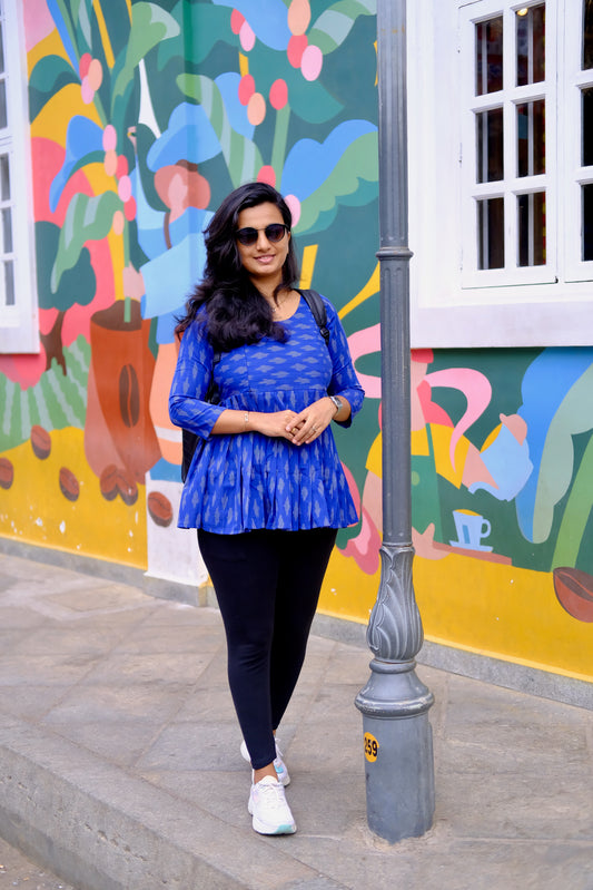 Isha -  Blue Peplum Top