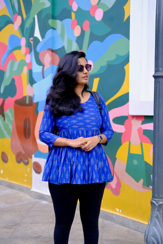 Isha -  Blue Peplum Top