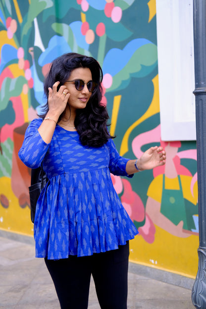 Isha -  Blue Peplum Top