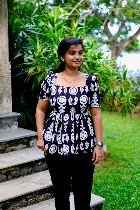 Isha -  Black Peplum Top