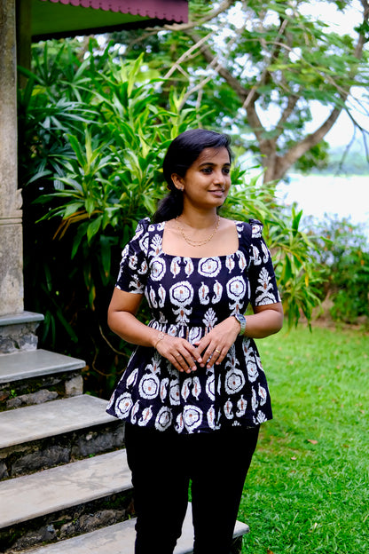 Isha -  Black Peplum Top