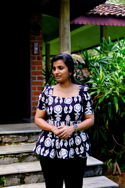 Isha -  Black Peplum Top