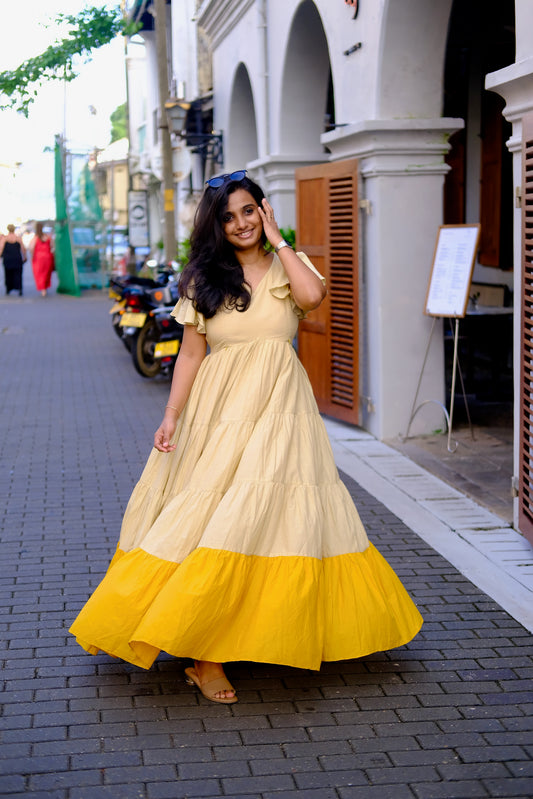Naya -  Beige Yellow Maxi Dress