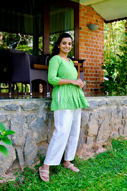 Sara - Green Nyra Cut Peplum Top