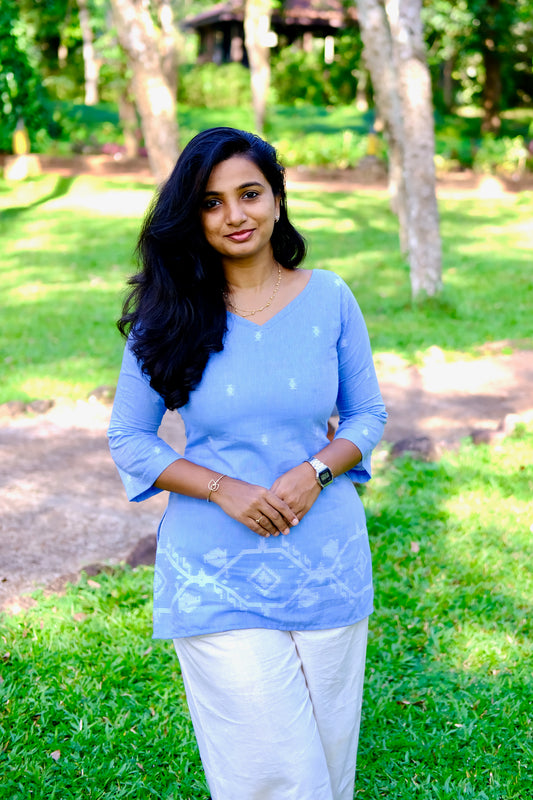 Alia - Blue Corset Back Short Top