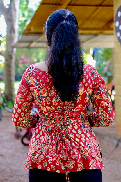 Alia - Red Corset Back Short Top