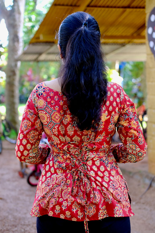 Alia - Red Corset Back Short Top