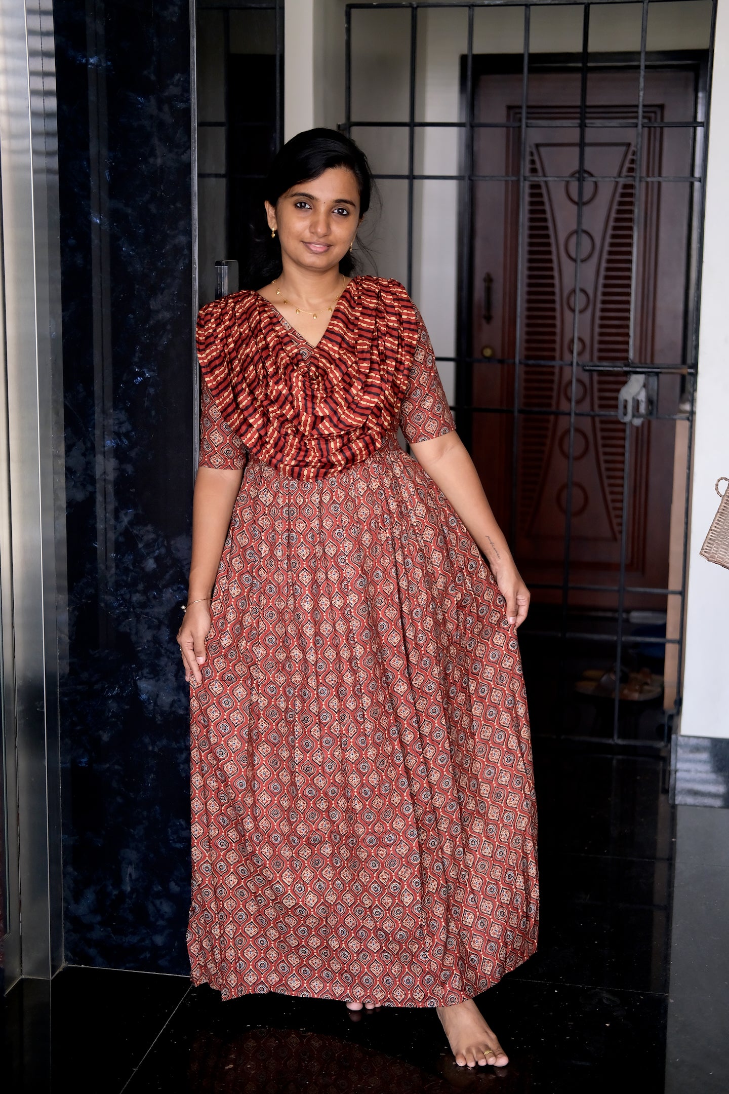 Kaveri - Rust Red Maxi Nighty