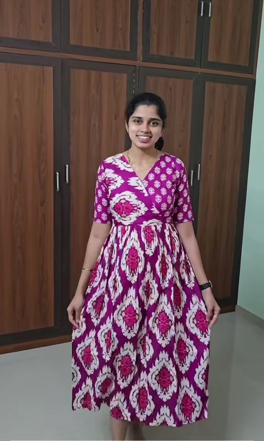 Malar - Purple Floral Zipless Midi Nighty