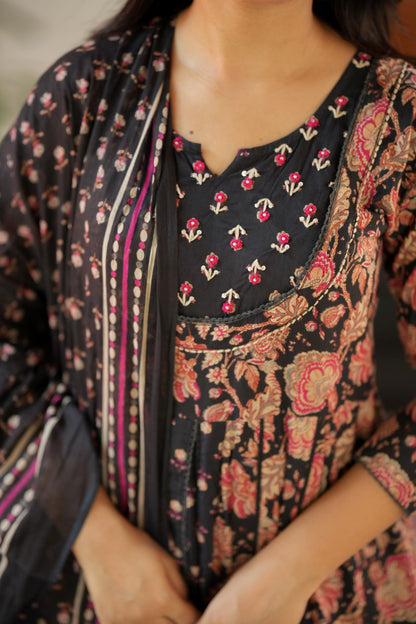 Aradhya - Black Floral Suit Set